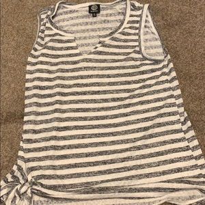 Sleeveless Striped front tie shirt